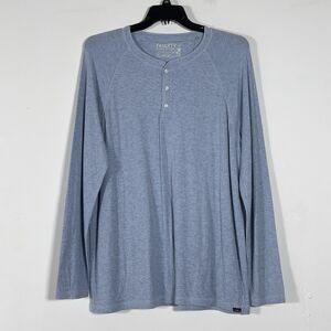 Faherty Cloud Cotton Henley T-Shirt Mens Sz 2XL Blue Heather Long Sleeve